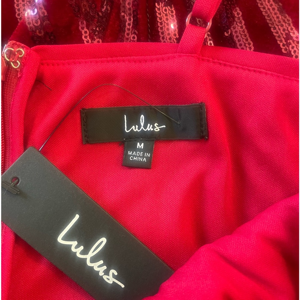 Lulus Sparkling Passion Wine Red Sequin Velvet Mini Bodycon Dress,
Medium,NWT - Picture 7 of 10